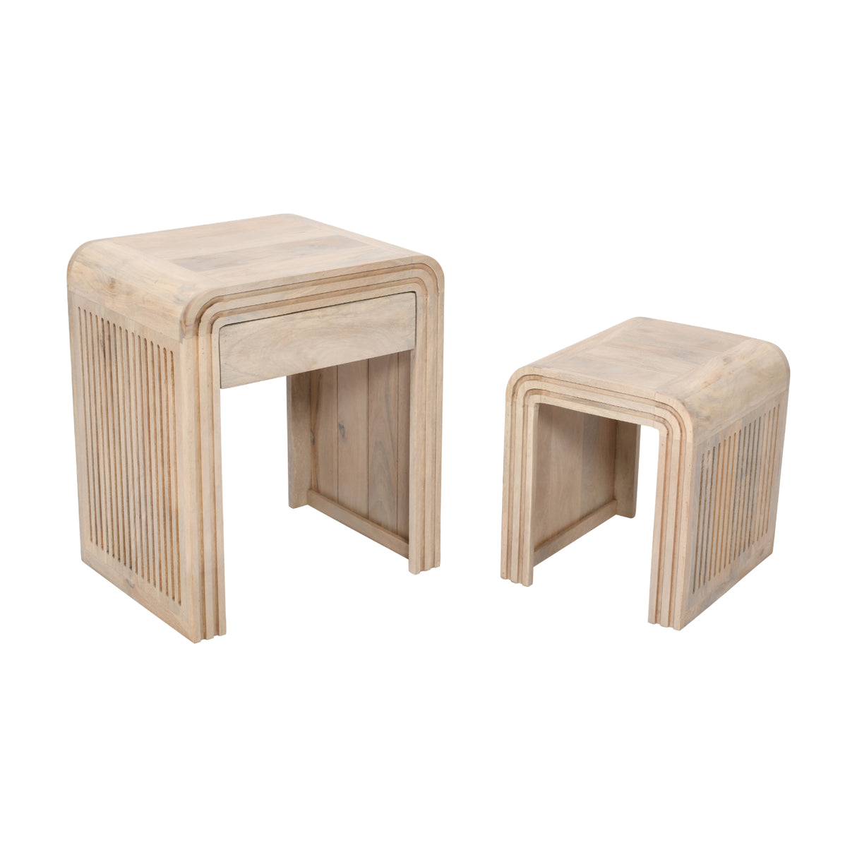 Solid Hardwood Nest Of 2 Tables With Drawer - Hudson