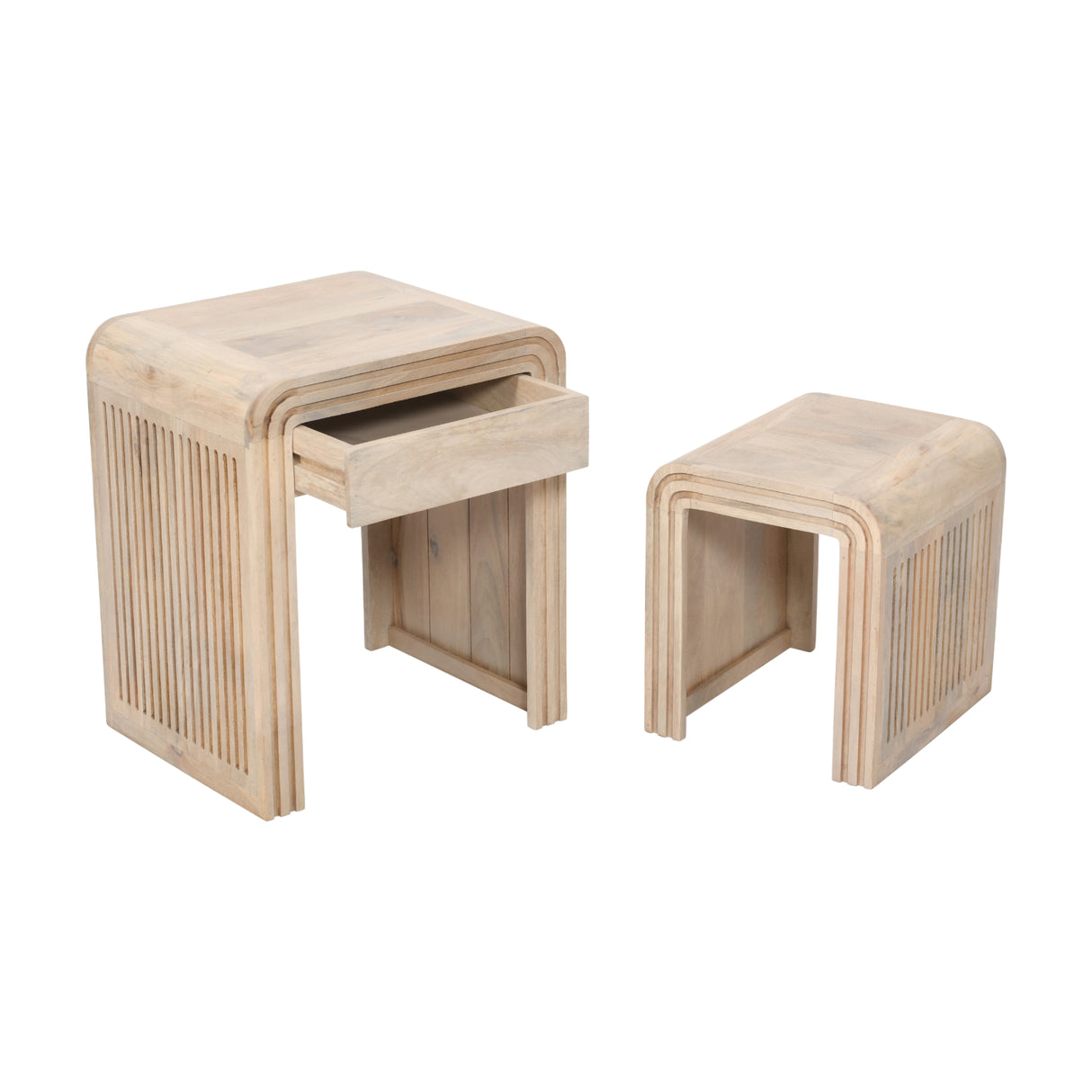 Solid Hardwood Nest Of 2 Tables With Drawer - Hudson
