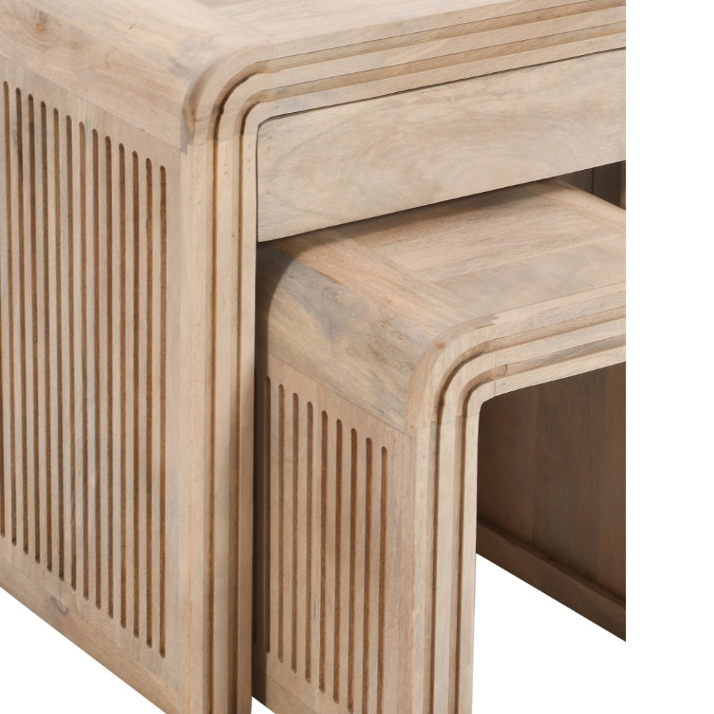 Solid Hardwood Nest Of 2 Tables With Drawer - Hudson