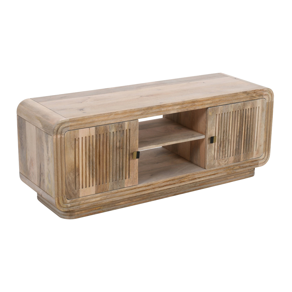 Solid Hardwood TV Stand With 2 Doors And 2 Shelves - Hudson
