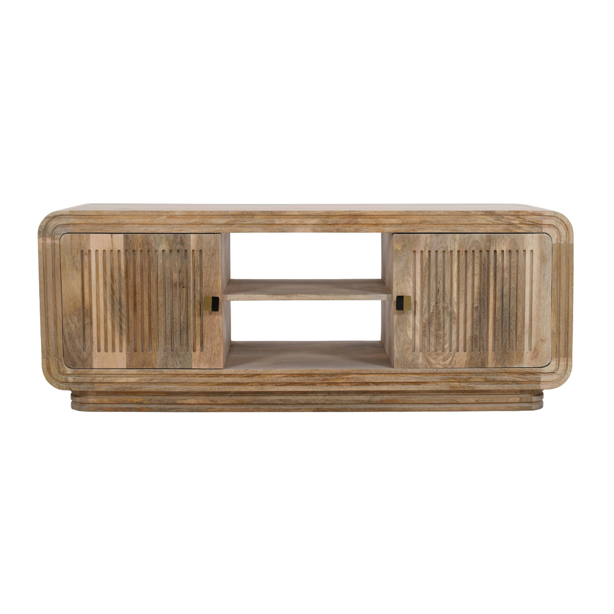 Solid Hardwood TV Stand With 2 Doors And 2 Shelves - Hudson