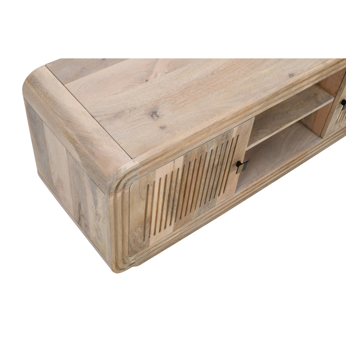Solid Hardwood TV Stand With 2 Doors And 2 Shelves - Hudson
