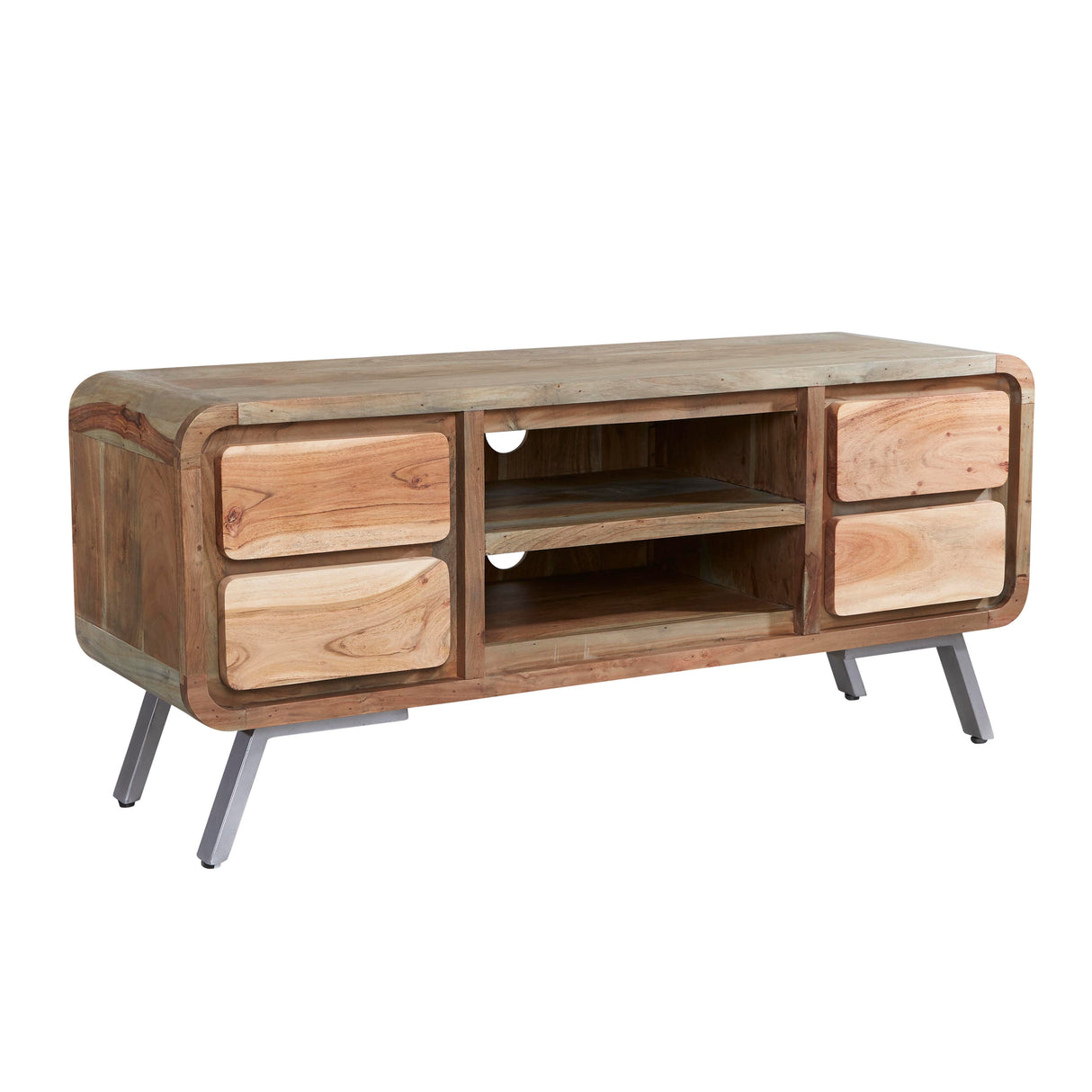 Solid Hardwood TV Stand With 4 Drawers - Aspen
