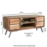 Solid Hardwood TV Stand With 4 Drawers - Aspen