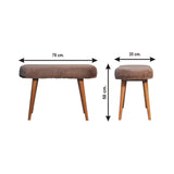 Solid Mango Wood Bedroom 1 Seater Bench With Faux Fur Seat - Mocha