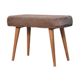 Solid Mango Wood Bedroom 1 Seater Bench With Faux Fur Seat - Mocha