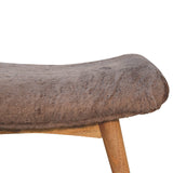 Solid Mango Wood Bedroom Seating Bench Curved With Faux Fur Seat - Mocha