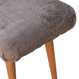 Solid Mango Wood Bedroom Seating Bench Curved With Faux Fur Seat - Mocha