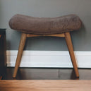 Solid Mango Wood Bedroom Seating Bench Curved With Faux Fur Seat - Mocha