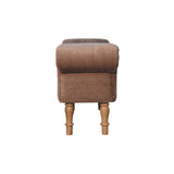 Solid Mango Wood Bedroom Seating Bench With Faux Fur Seat - Mocha