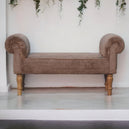 Solid Mango Wood Bedroom Seating Bench With Faux Fur Seat - Mocha