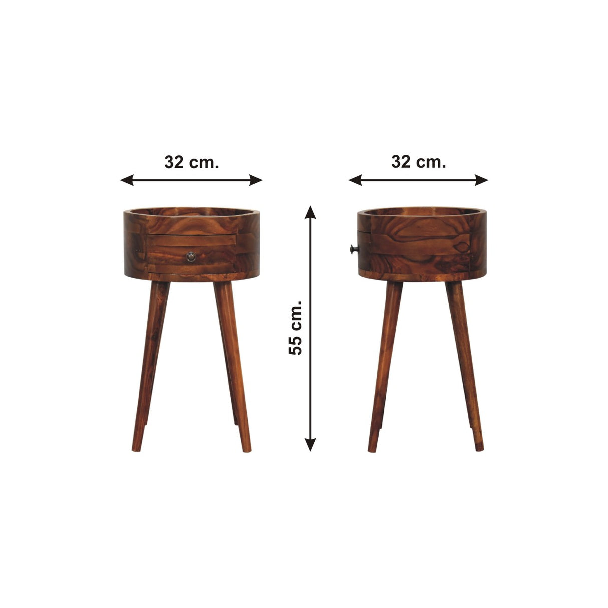 Solid Mango Wood Bedside Cabinet With 1 Drawer - Alina