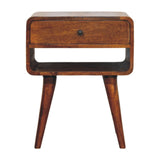 Solid Mango Wood Bedside Cabinet With 1 Drawer And Open Slot - Avora