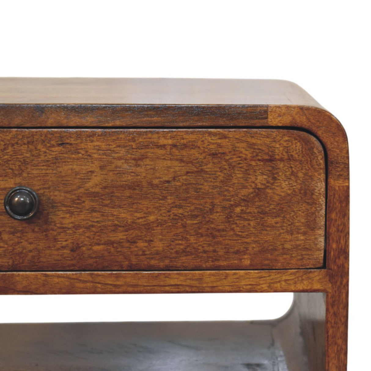 Solid Mango Wood Bedside Cabinet With 1 Drawer And Open Slot - Avora