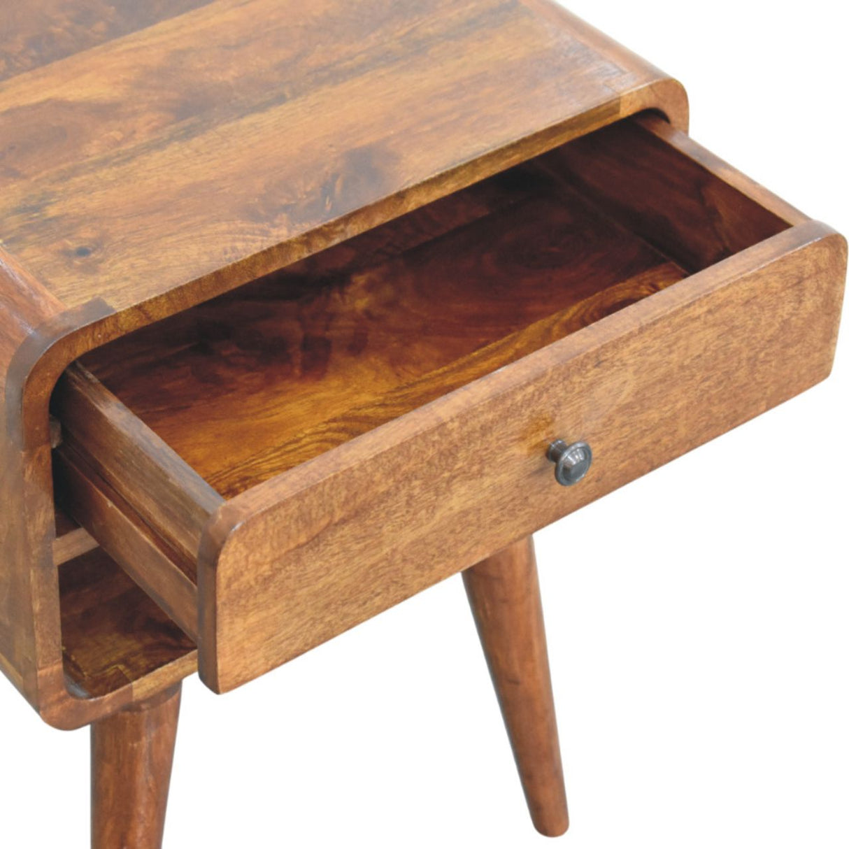 Solid Mango Wood Bedside Cabinet With 1 Drawer And Open Slot - Avora