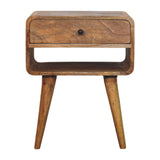 Solid Mango Wood Bedside Cabinet With 1 Drawer And Open Slot - Avora