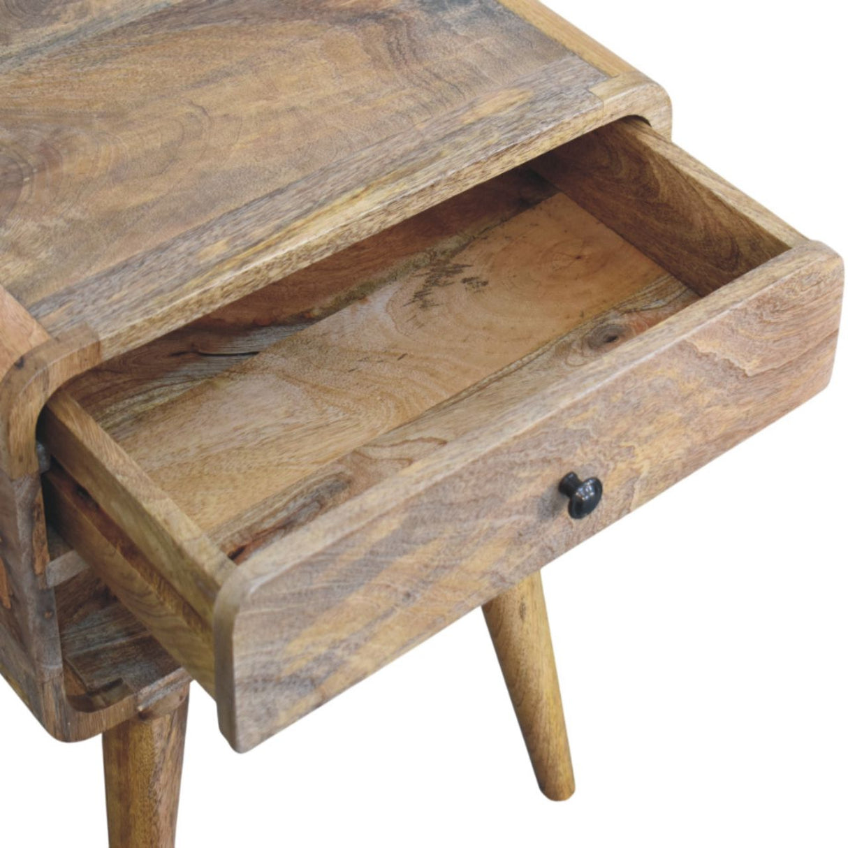 Solid Mango Wood Bedside Cabinet With 1 Drawer And Open Slot - Avora