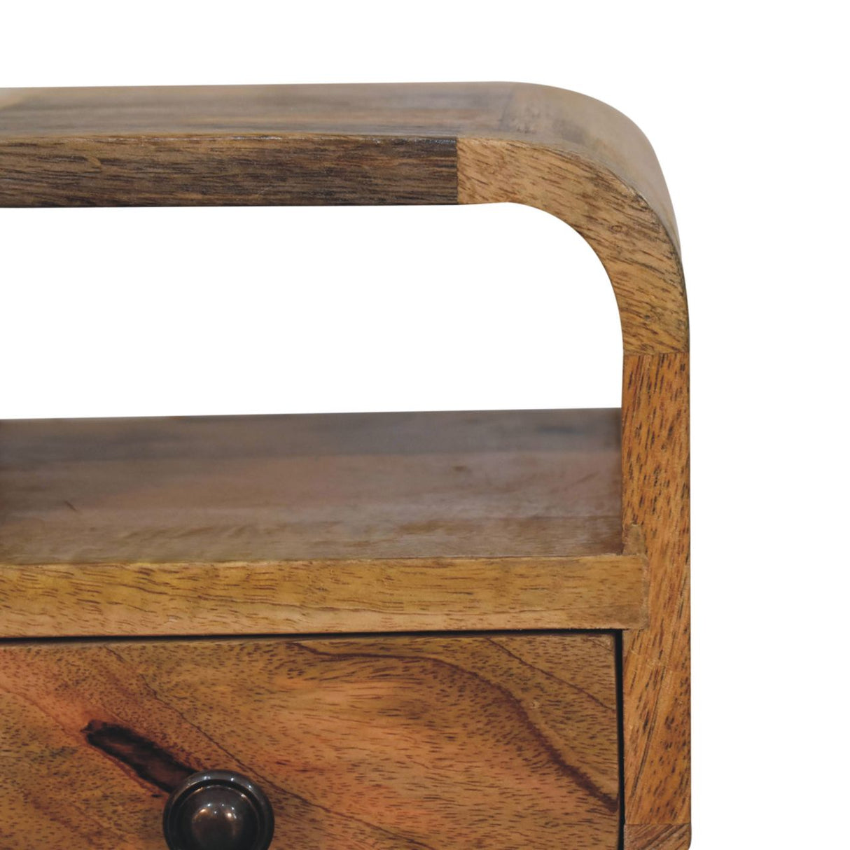 Solid Mango Wood Bedside Cabinet With 1 Drawer And Open Slot - Exeter