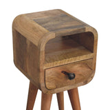 Solid Mango Wood Bedside Cabinet With 1 Drawer And Open Slot - Exeter