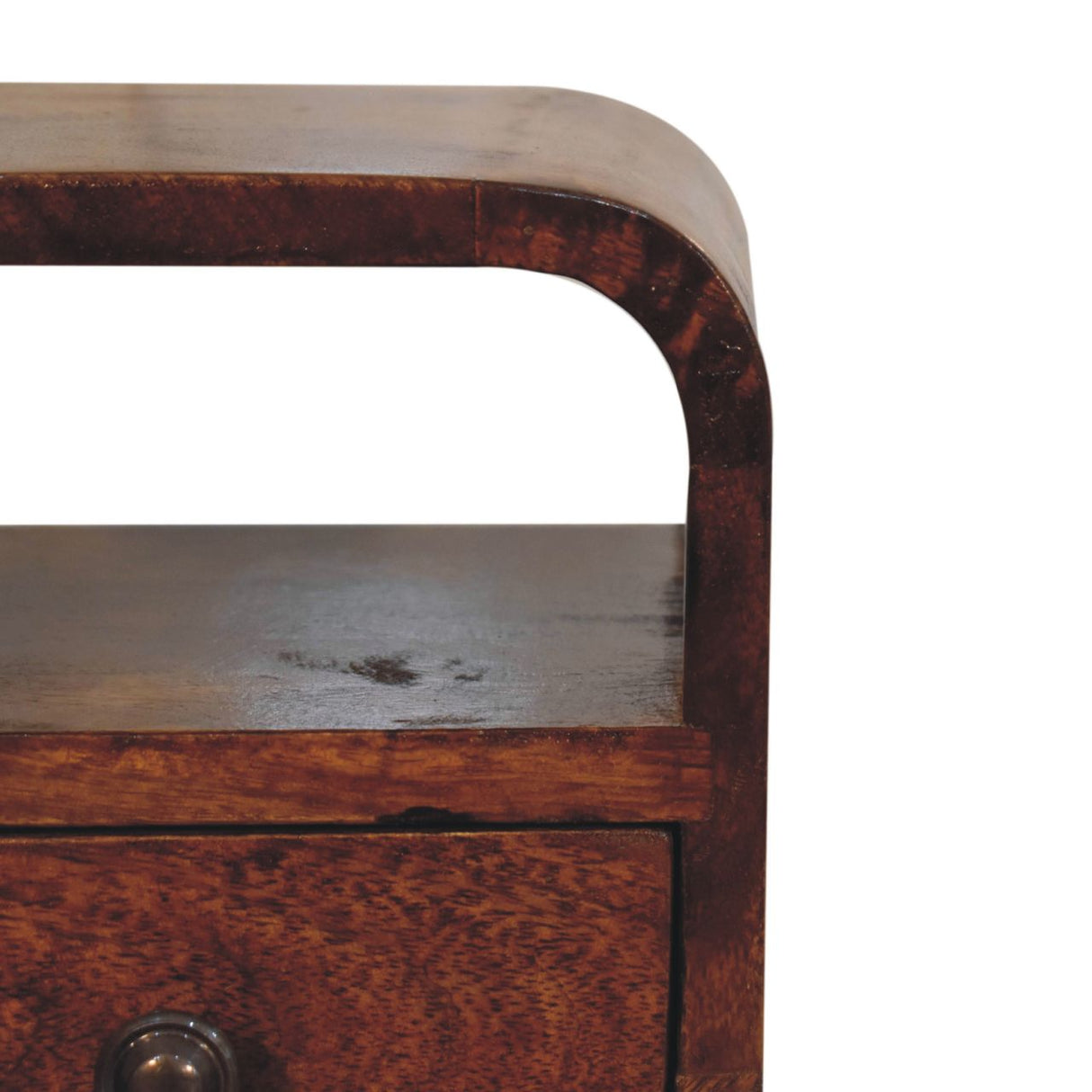 Solid Mango Wood Bedside Cabinet With 1 Drawer And Open Slot - Exeter