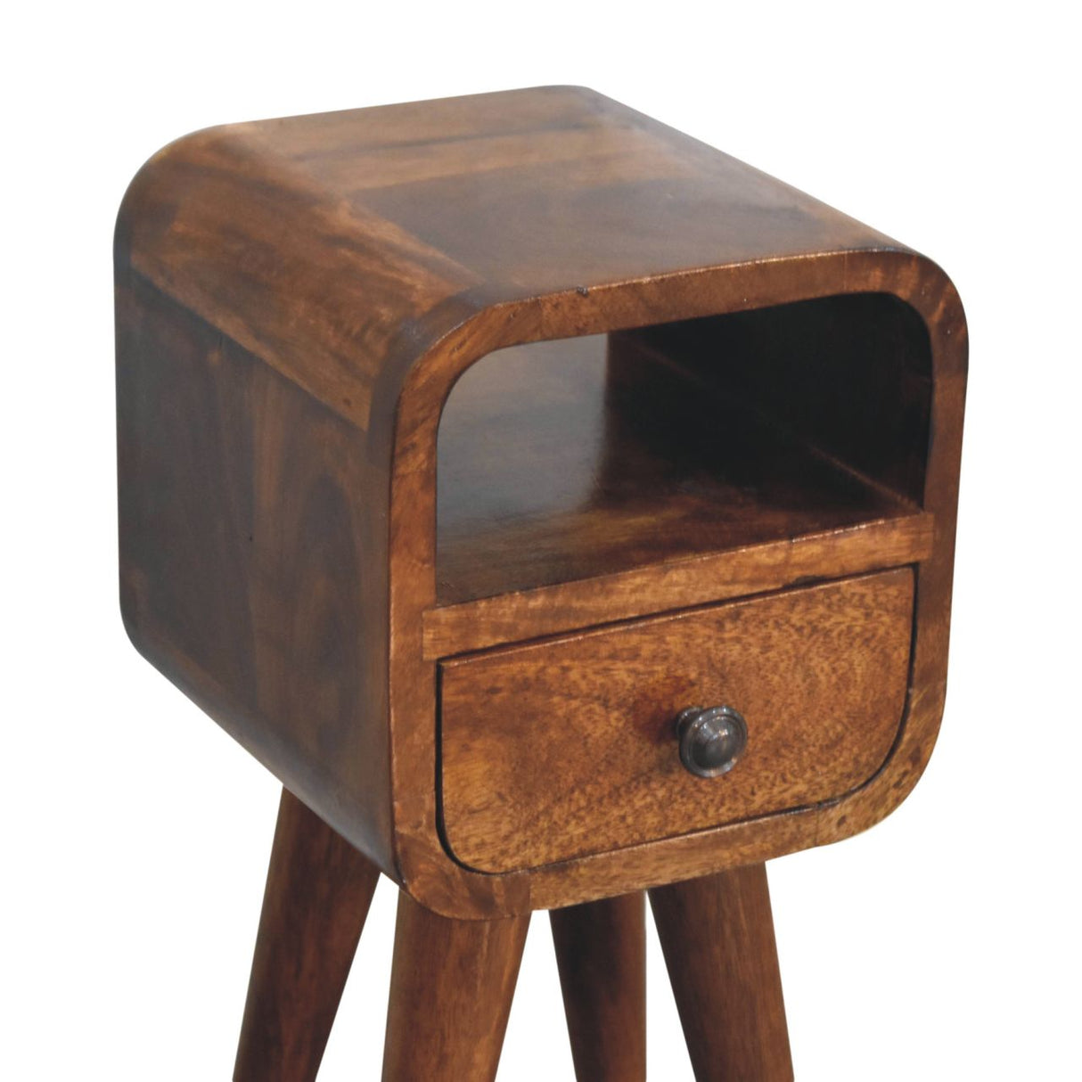Solid Mango Wood Bedside Cabinet With 1 Drawer And Open Slot - Exeter