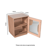 Solid Mango Wood Bedside Cabinet With 1 Fluted Glass Door - Indus