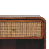 Solid Mango Wood Bedside Cabinet With 1 Woven Front Drawer - Birmingham