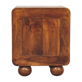 Solid Mango Wood Bedside Cabinet With 1 Woven Front Drawer - Birmingham
