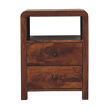 Solid Mango Wood Bedside Cabinet With 2 Drawers - Aspen