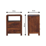 Solid Mango Wood Bedside Cabinet With 2 Drawers - Aspen