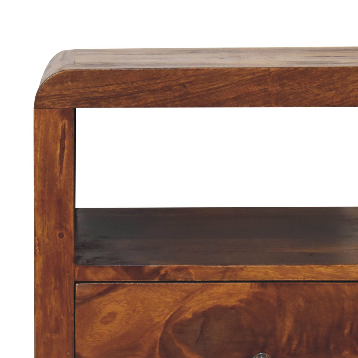 Solid Mango Wood Bedside Cabinet With 2 Drawers - Aspen