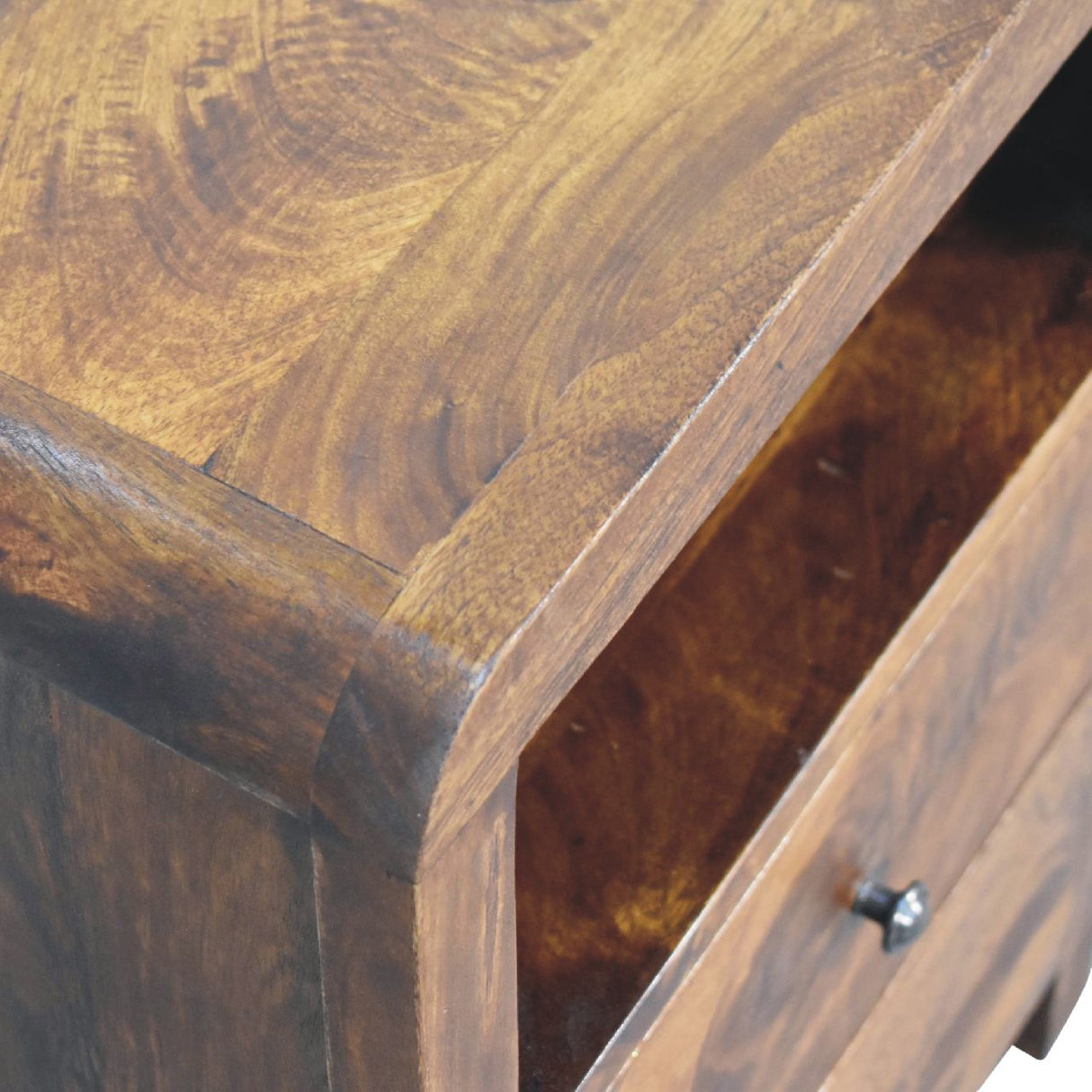 Solid Mango Wood Bedside Cabinet With 2 Drawers - Aspen