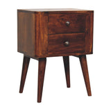 Solid Mango Wood Bedside Cabinet With 2 Drawers - Bera