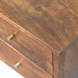 Solid Mango Wood Bedside Cabinet With 2 Drawers - Birmingham