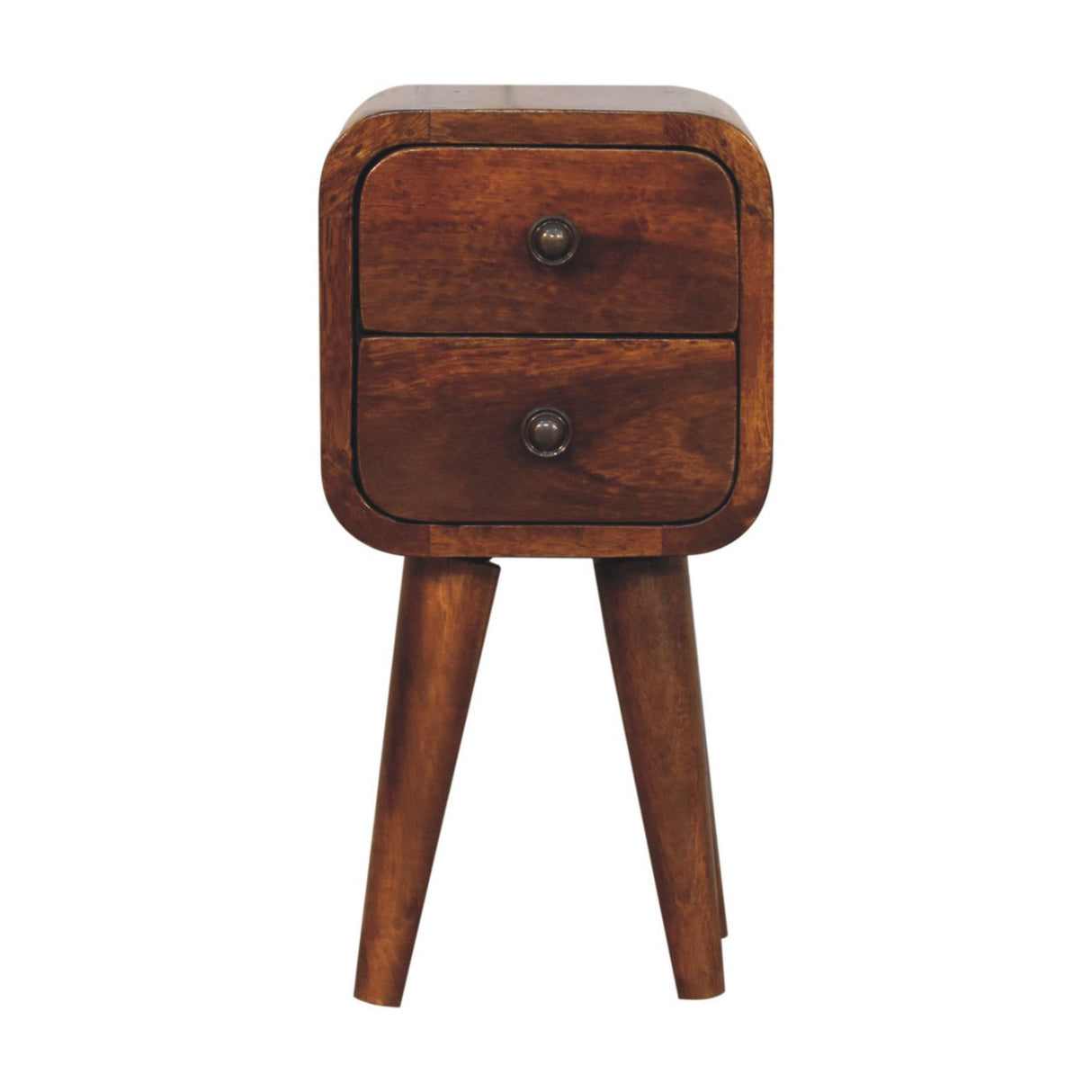 Solid Mango Wood Bedside Cabinet With 2 Drawers - Exeter