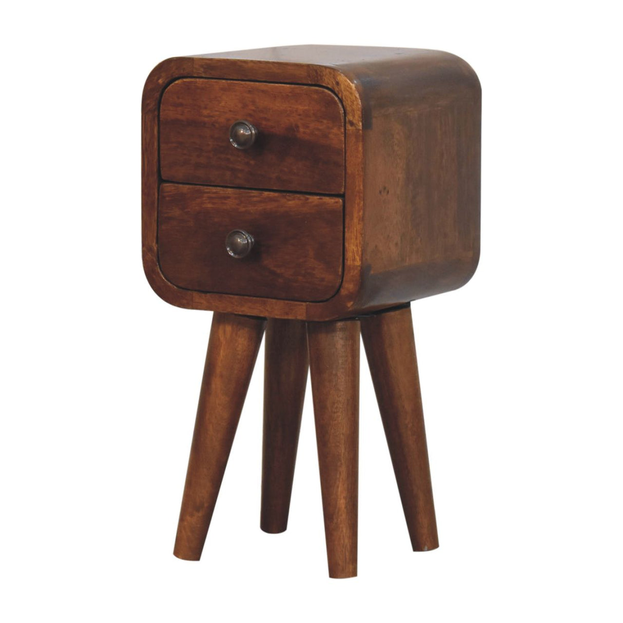 Solid Mango Wood Bedside Cabinet With 2 Drawers - Exeter