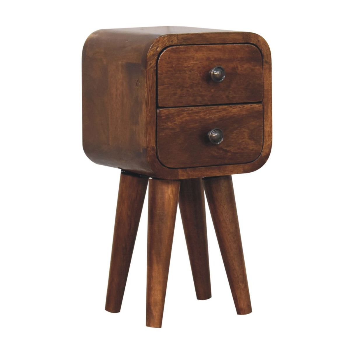Solid Mango Wood Bedside Cabinet With 2 Drawers - Exeter