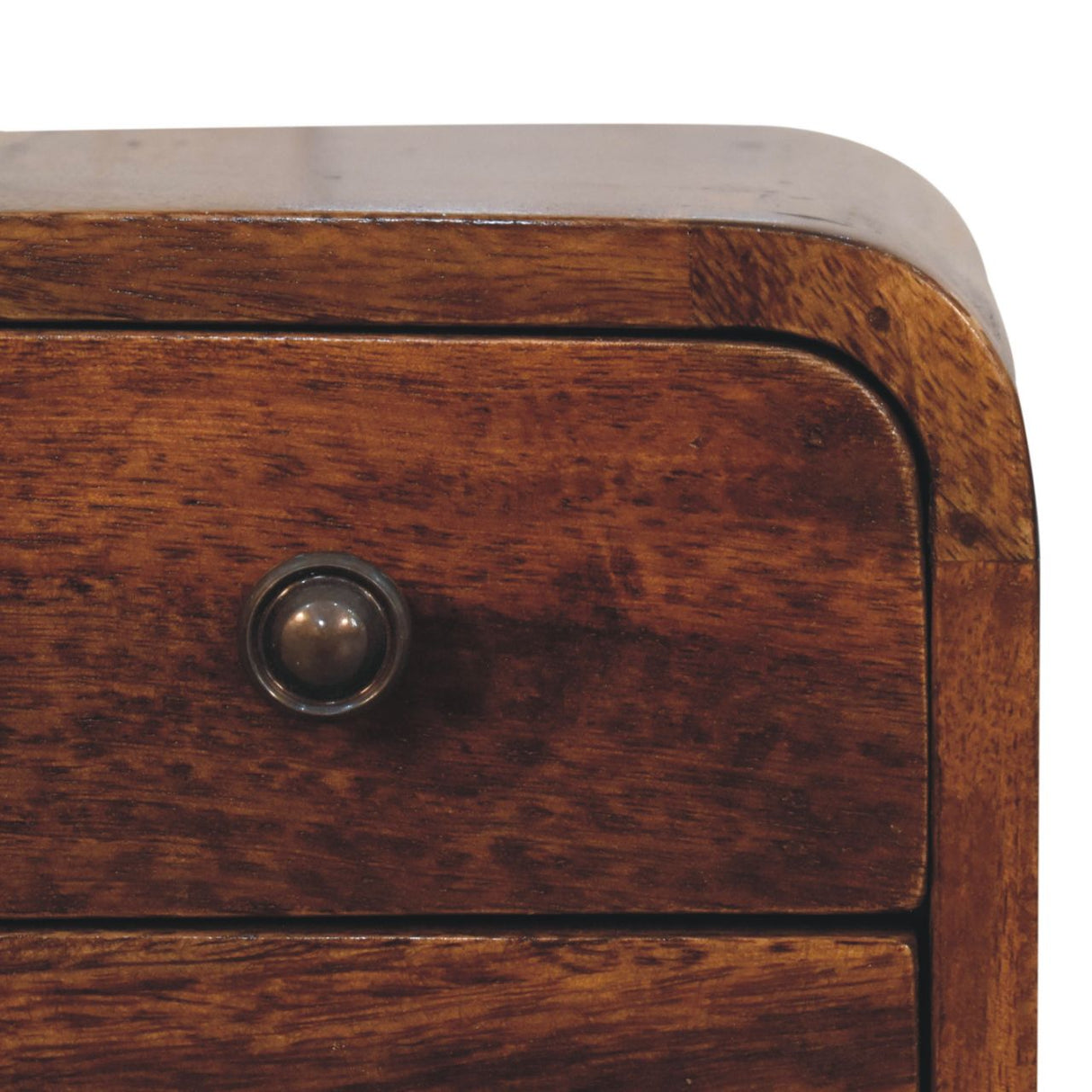 Solid Mango Wood Bedside Cabinet With 2 Drawers - Exeter