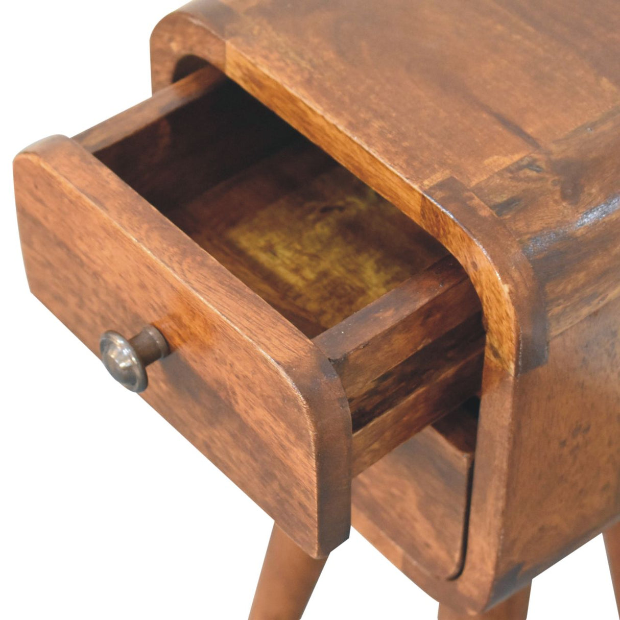 Solid Mango Wood Bedside Cabinet With 2 Drawers - Exeter