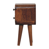 Solid Mango Wood Bedside Cabinet With 2 Drawers - Exeter