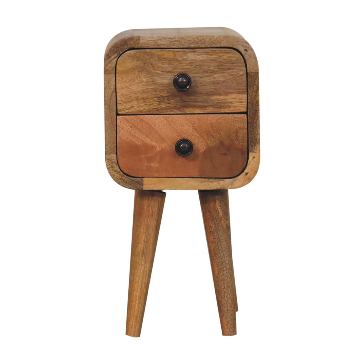 Solid Mango Wood Bedside Cabinet With 2 Drawers - Exeter