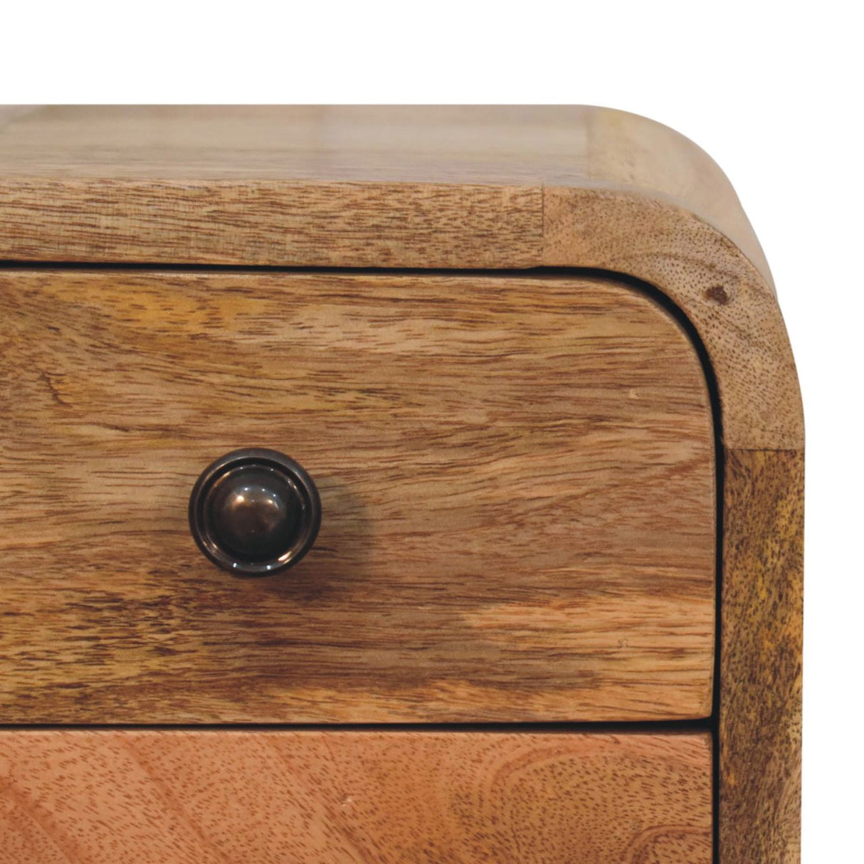 Solid Mango Wood Bedside Cabinet With 2 Drawers - Exeter