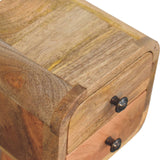 Solid Mango Wood Bedside Cabinet With 2 Drawers - Exeter