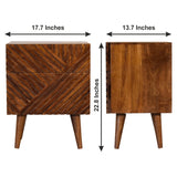 Solid Mango Wood Bedside Cabinet With 2 Drawers - Lille