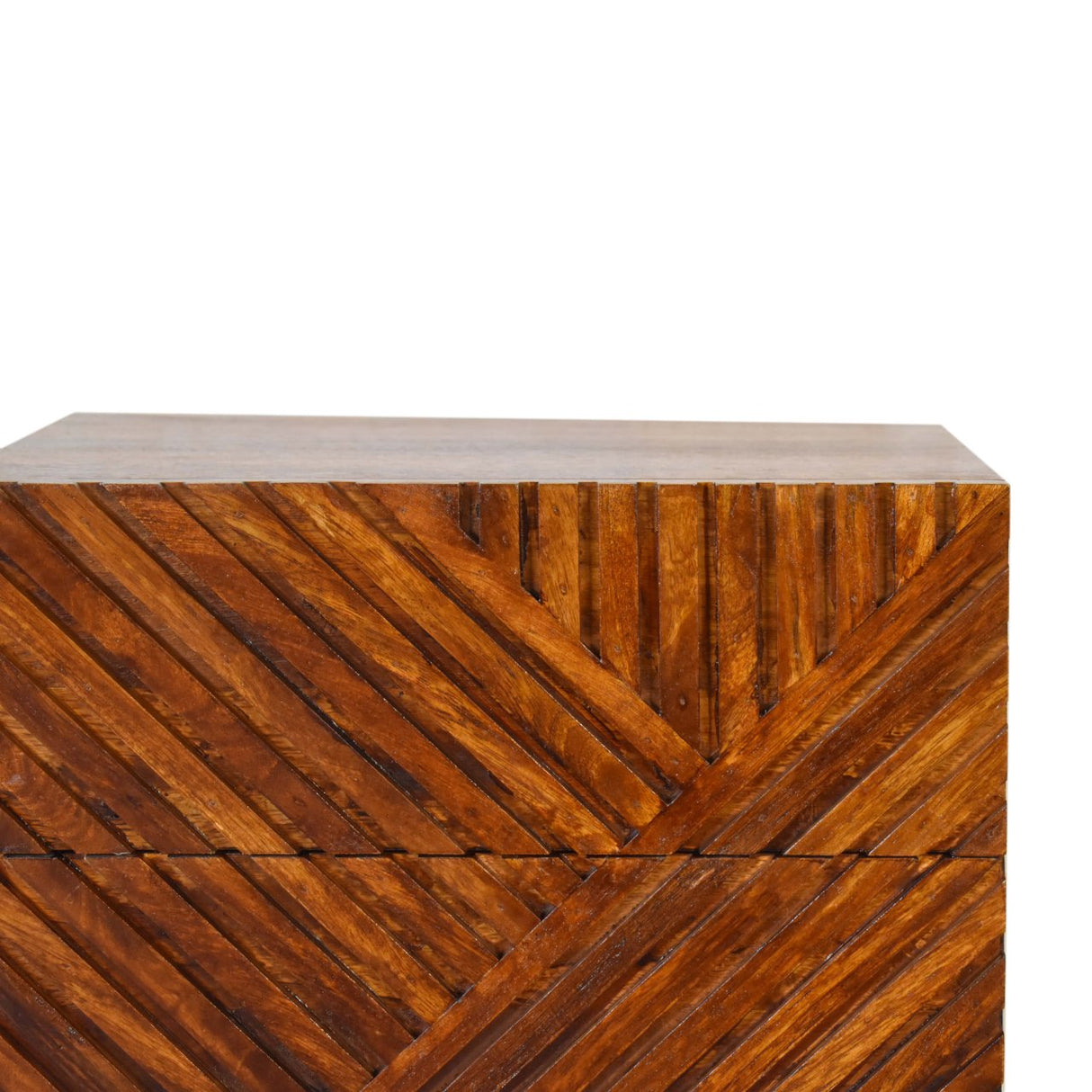 Solid Mango Wood Bedside Cabinet With 2 Drawers - Lille
