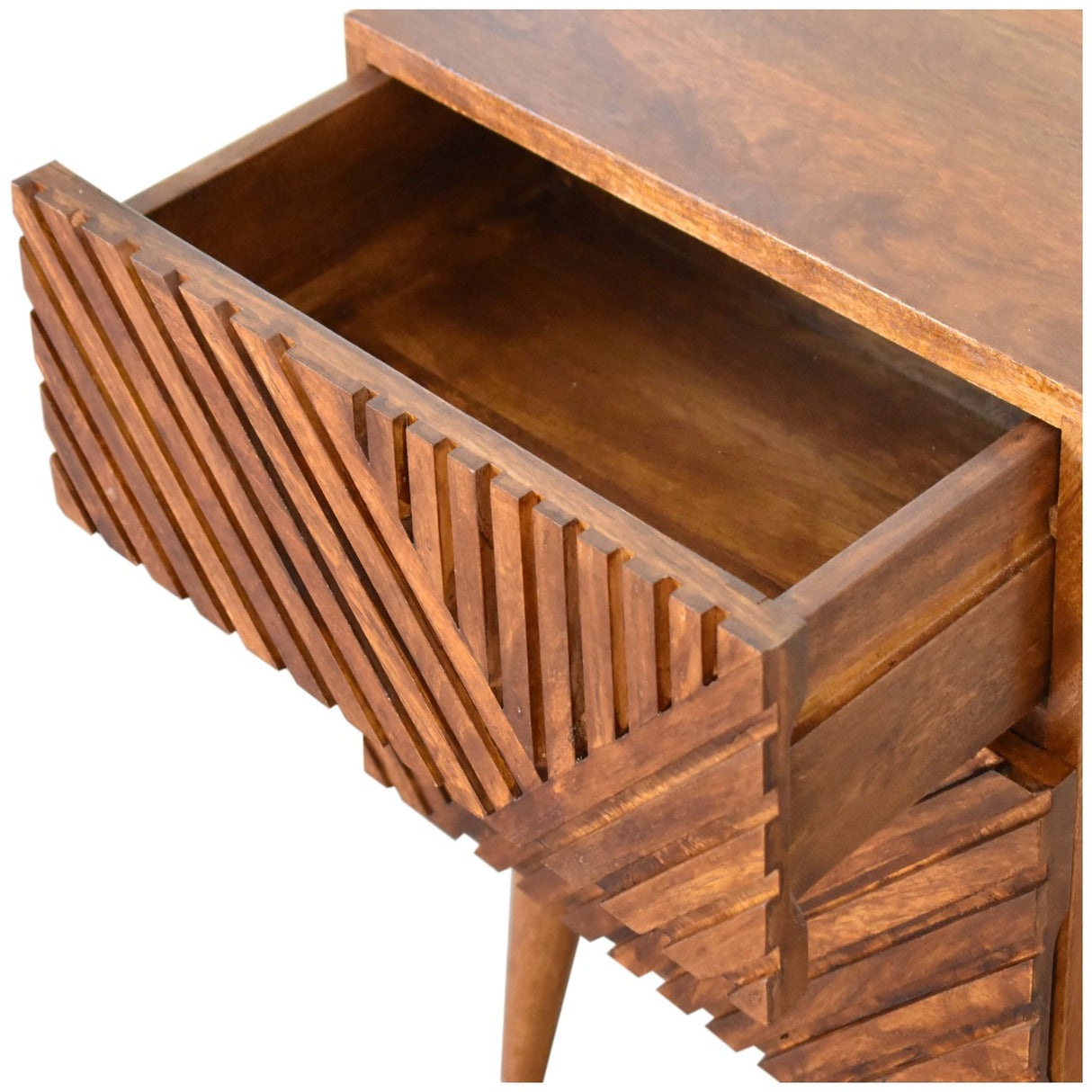 Solid Mango Wood Bedside Cabinet With 2 Drawers - Lille