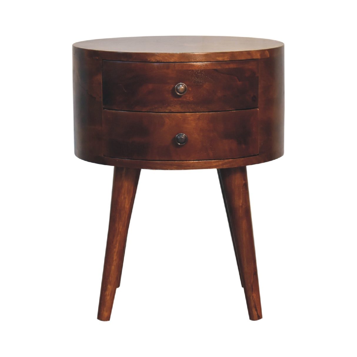 Solid Mango Wood Bedside Cabinet With 2 Drawers - Odyssey