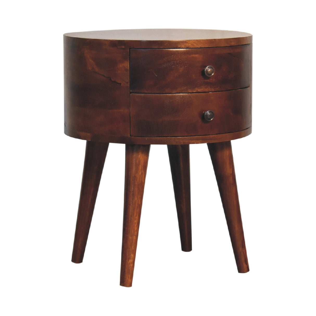 Solid Mango Wood Bedside Cabinet With 2 Drawers - Odyssey