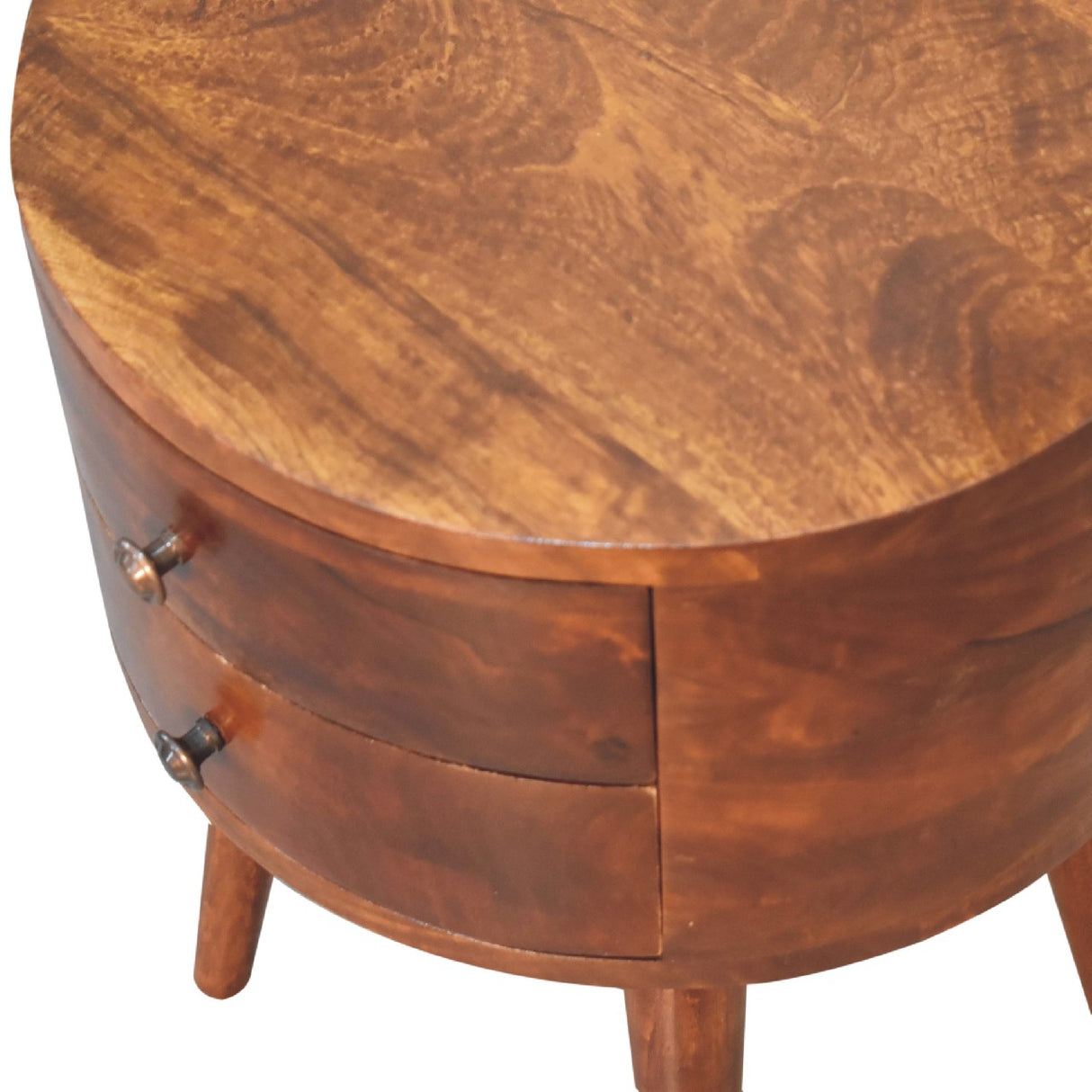 Solid Mango Wood Bedside Cabinet With 2 Drawers - Odyssey