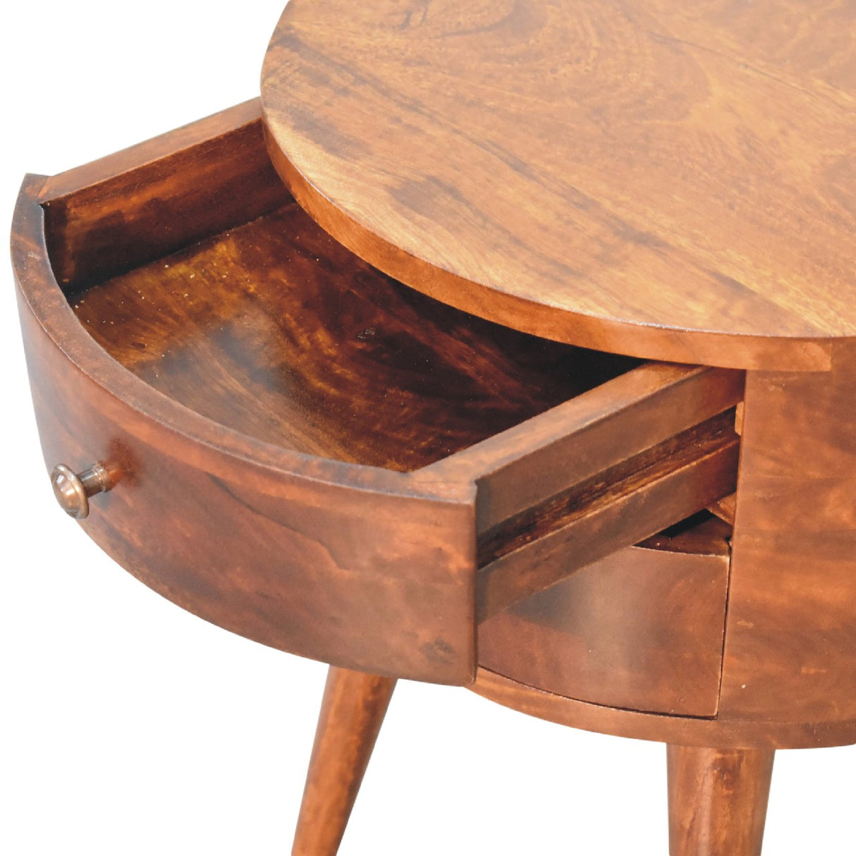 Solid Mango Wood Bedside Cabinet With 2 Drawers - Odyssey